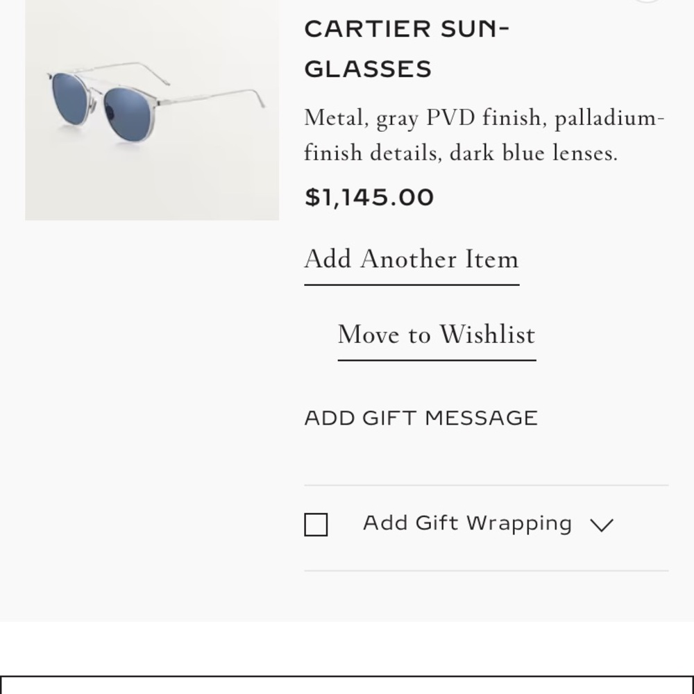 Cartier Silver Sunglasses with Blue Lenses
